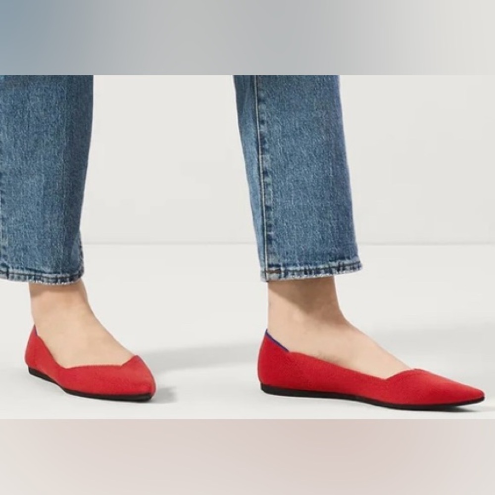 Rothy's Red Pointed Knit Flats